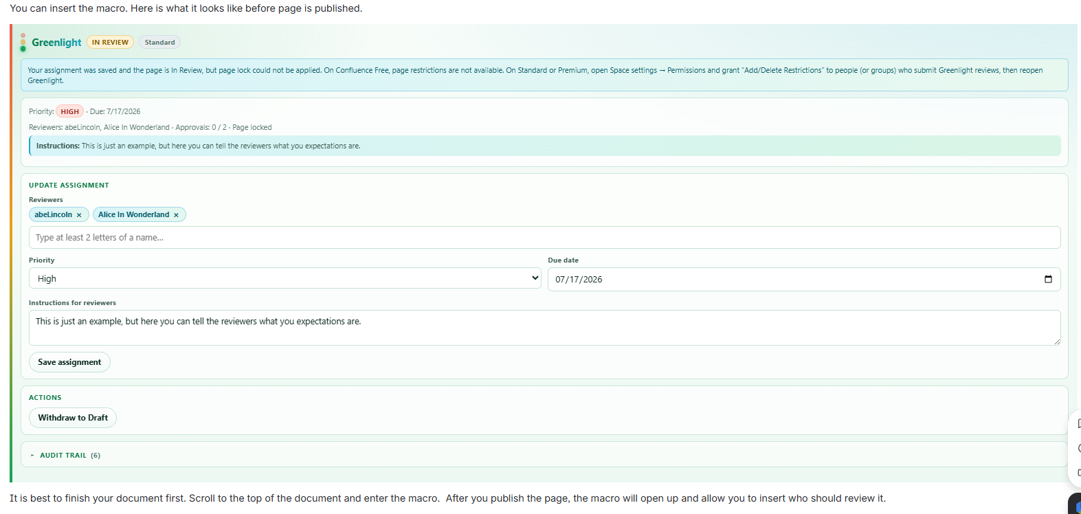 Greenlight Approval macro after submit — In Review